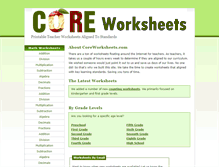 Tablet Screenshot of coreworksheets.com